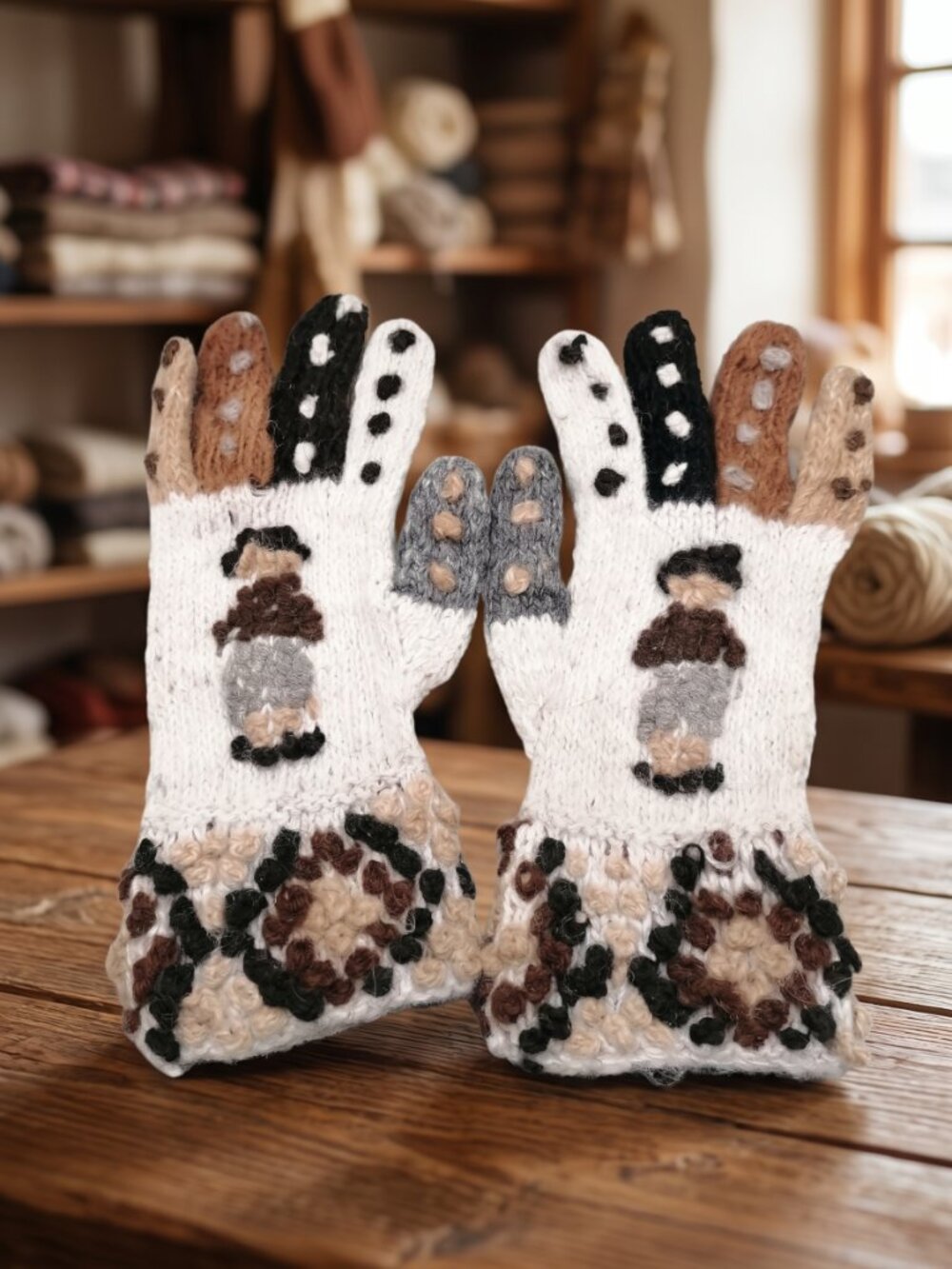 Andean Alpaca Wool Gloves with Geometric Patterns – Cusco